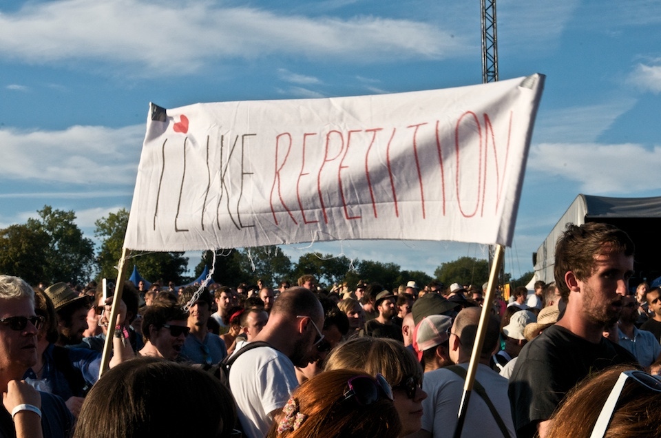 Fans with banner
