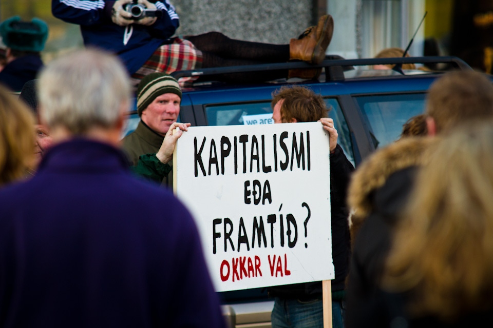 Anti-capitalist rally in central Reykjavik