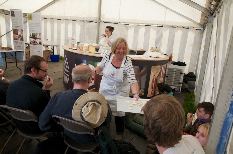 Festival punters enjoying a cheese tasting workshop.