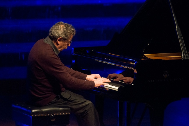 Philip Glass plays his Etudes for Solo Piano during \'A Scream and an Outrage\' at the Barbican in London, UK - 12/05/2013